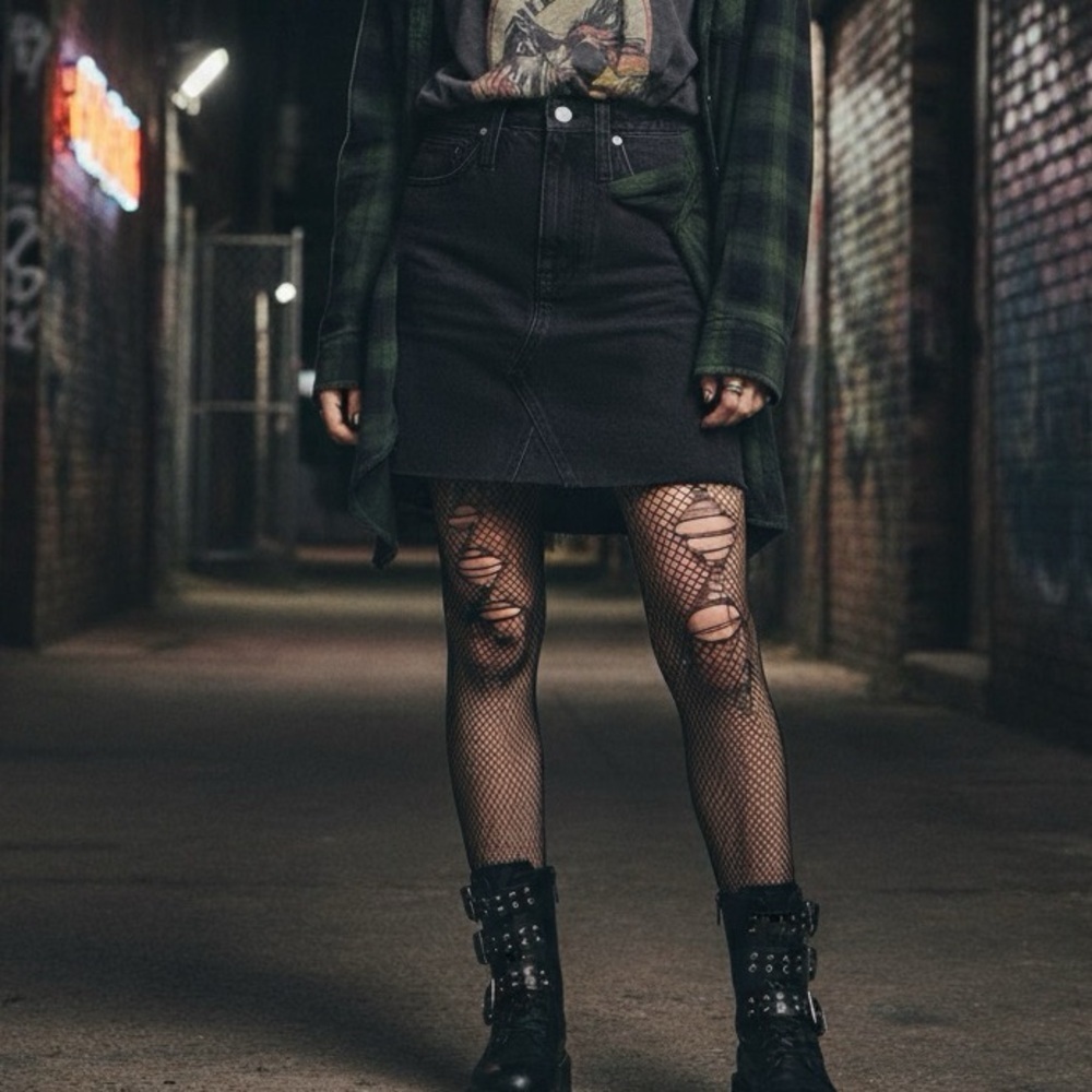 Madewell Raw Hem Black Denim Mini Skirt
